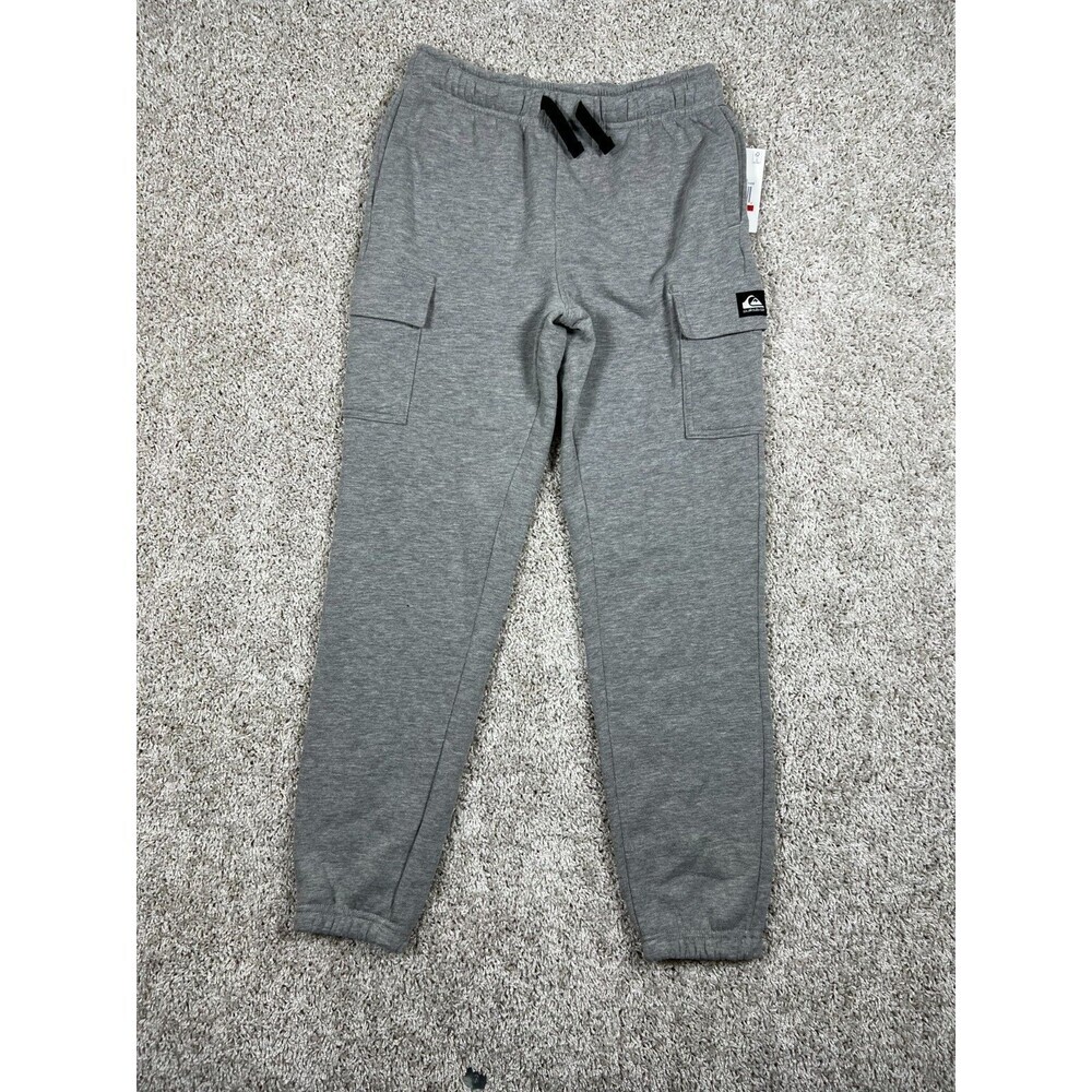 NWT Quiksilver Boys Cargo Jogger Sweatpants Gray Heather Size M 10 12
